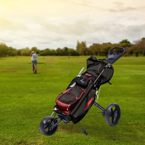 WDZCZDoo Collapsible Golf Push Cart Folding Golf Cart with 3 Wheels and Foot Brake Adjustable Lightweight Compact Golf Walking Cart Portable Quick Fold Golf Caddy Push Cart (Black)