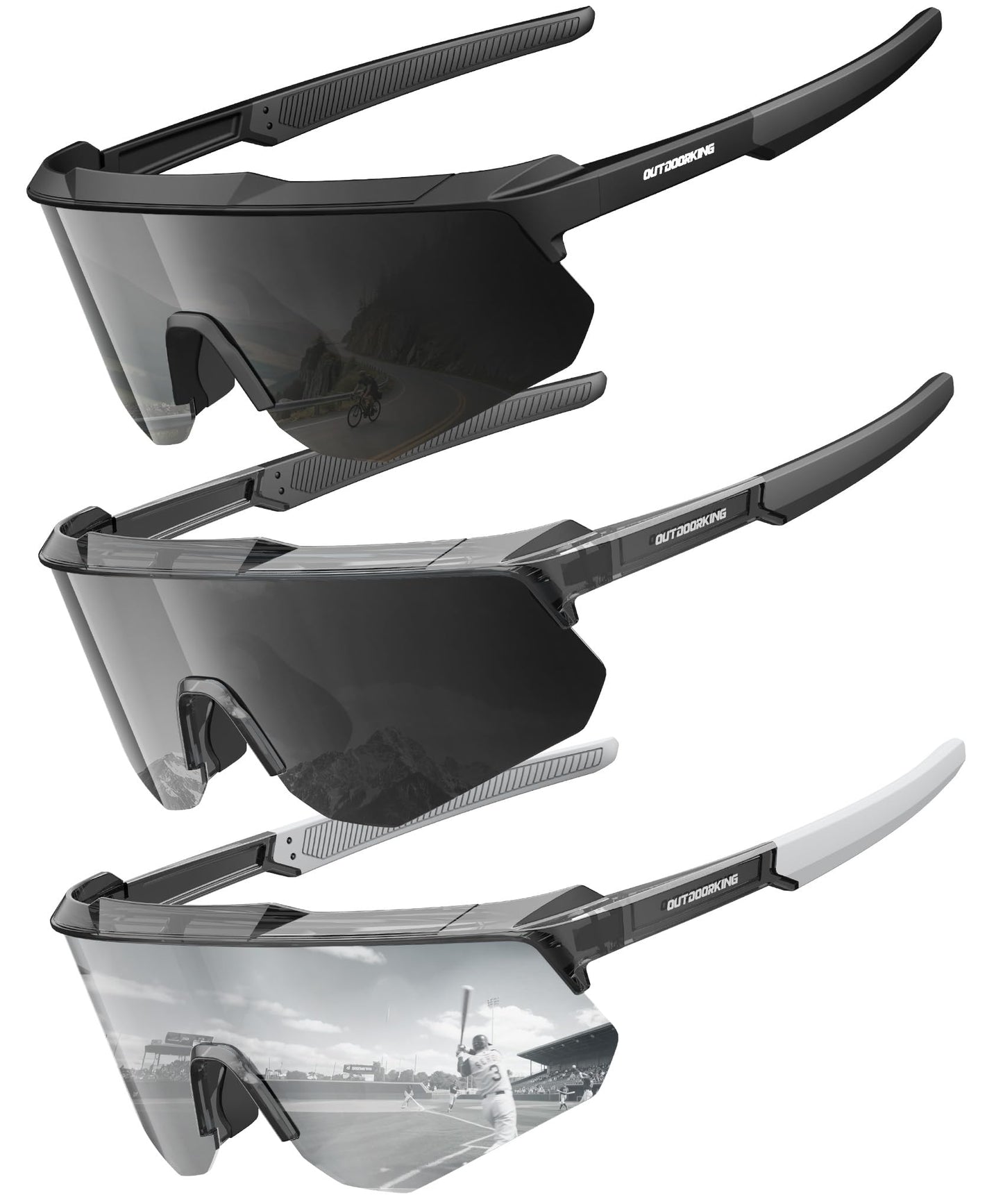 QALLY Polarized Sport Sunglasses Men Women Bike Sunglasses for Men Cycling UV Protection Baseball Running 3 Packs