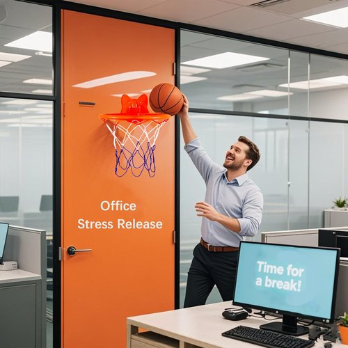 Silent Basketball Hoop Indoor - Foldable Basketball Hoops Wall Mount Sticky Adhesive, Quiet Basketball Hoop No Drilling, Easy Install in 1 Minute for Kids Adults Home/Office/Dorm