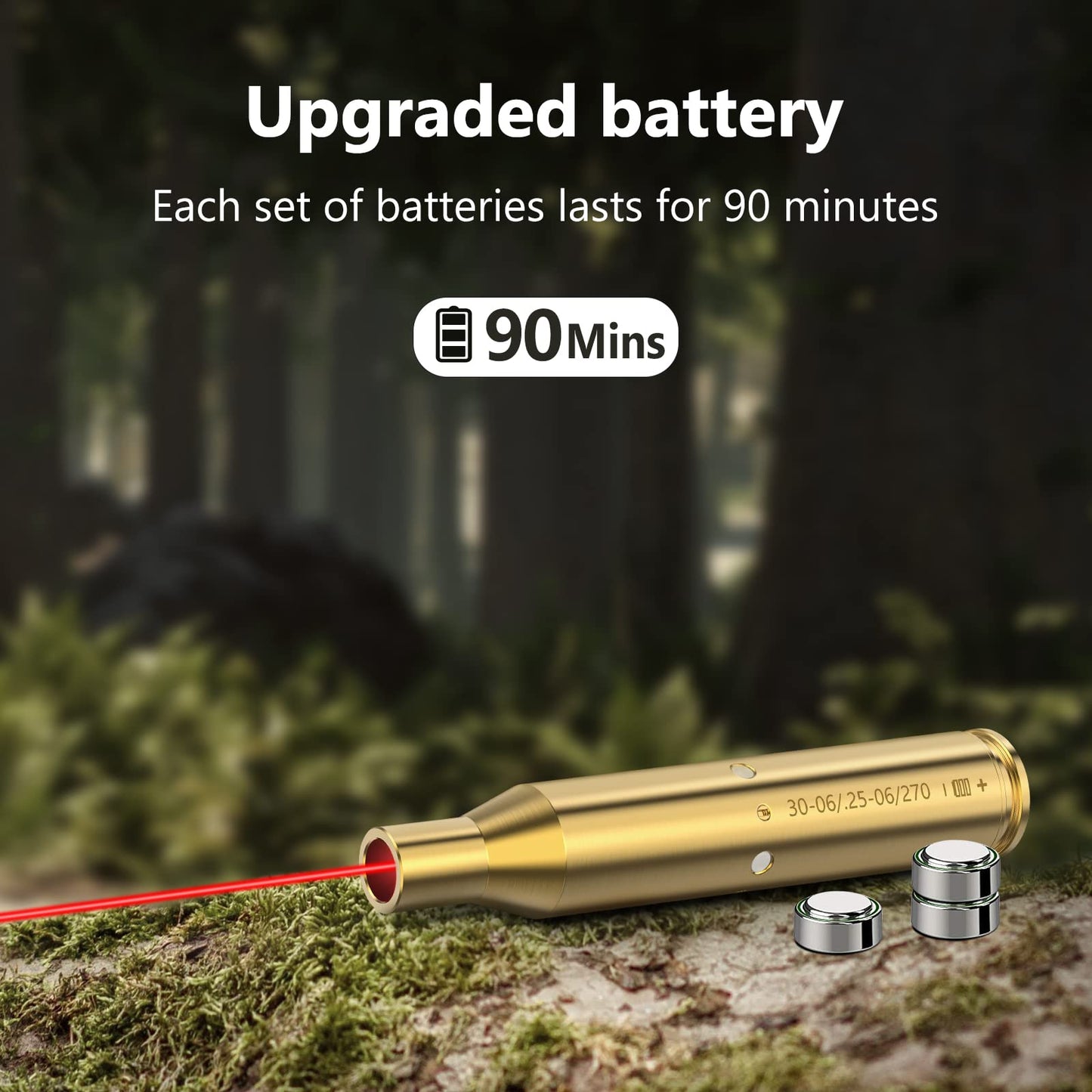 MidTen 30-06/25-06/270 Bore Sight Laser Red Dot Cartridge bore Sighter with 3 Batteries
