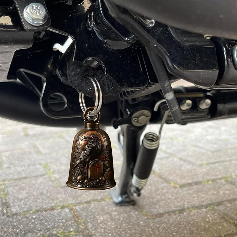 Blood Moon Cemetery Crow Motorcycle Guardian Bell 3D Skull & Crow