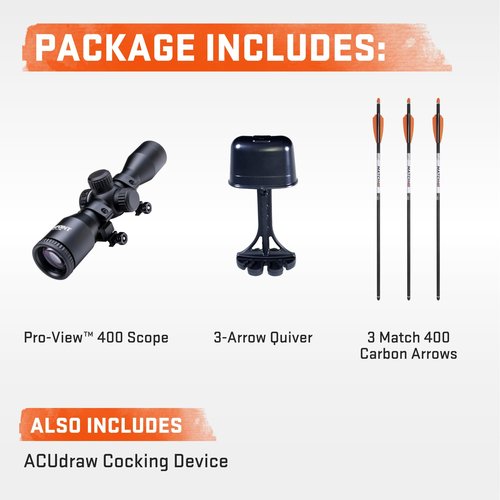 Wicked Ridge by TenPoint Invader M1, Peak XT - 390 FPS - Narrower, Shorter & Lighter Than Ever - Includes ACUdraw, Pro-View 400 Scope, Quiver & Three Match 400 Arrows
