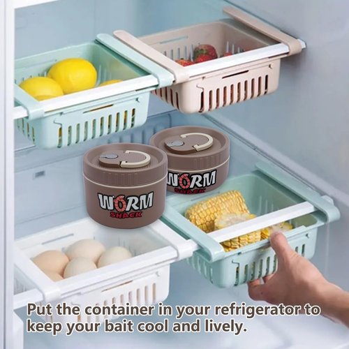 VKVXCLON 2Pcs Live Bait Storage,Fishing Bait Container, Stainless Steel Worm Storage Box, Nightcrawler Box, Bait Tank, Compact and Durable,Small and Portable, Keeps Bait Fresh and Alive (Khaki)