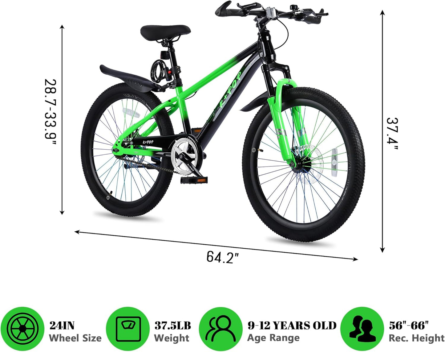 20 Inch/24 Inch Kids Mountain Bike,Single Speed Kid Bicycles for Boys & Girls Ages 8-12,Front Suspension Fork Kids' Bicycles with Dual-Disc Brake,Front and Rear Disc Brakes
