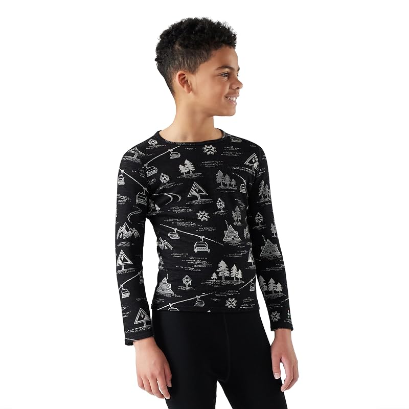 Smartwool Kids' Classic Thermal Merino Base Layer Crew – Black, Small