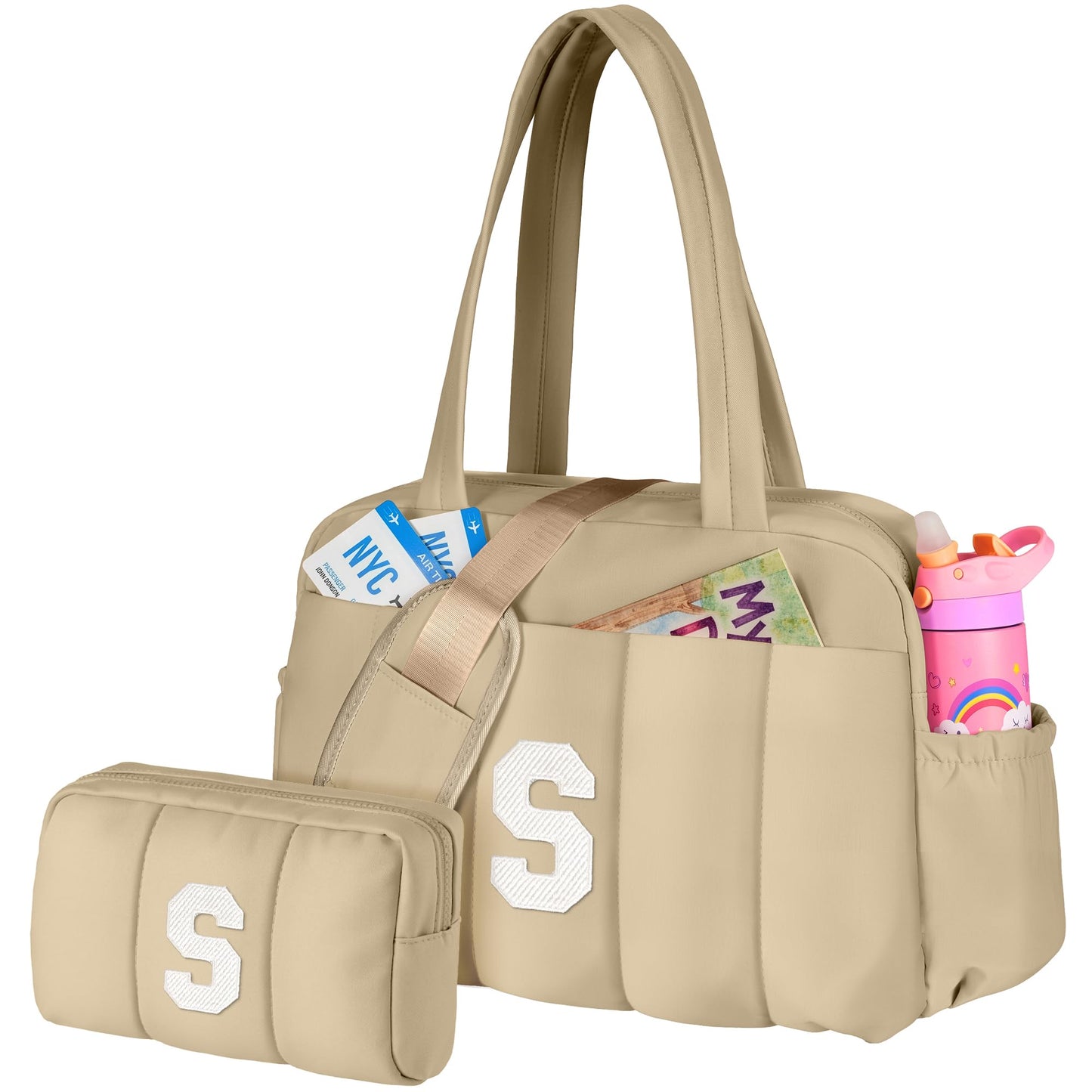 Vogewood Gifts for Women Mom Unique-Monogram Duffle Bag, Weekender Bags for Women，Overnight Bag with Wet Pocket，Lightweight Travel Bags Personalized Gym Tote with Makeup Pouch