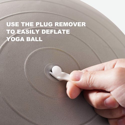 Exercise Ball Pump, Hand Air Pump for Stability Workout Yoga Ball, with 2 Plugs for Valve & 1 Plug Remover for Easy Deflation (Hand Pump)