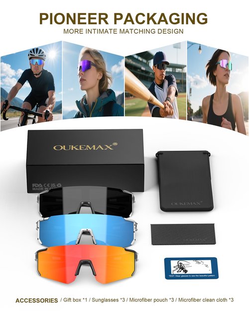 OUKEMAX Polarized Sport Sunglasses-Men-Women Running-Sunglasses: Cycling Sun Glasses UV Protection Driving Fishing 3packs