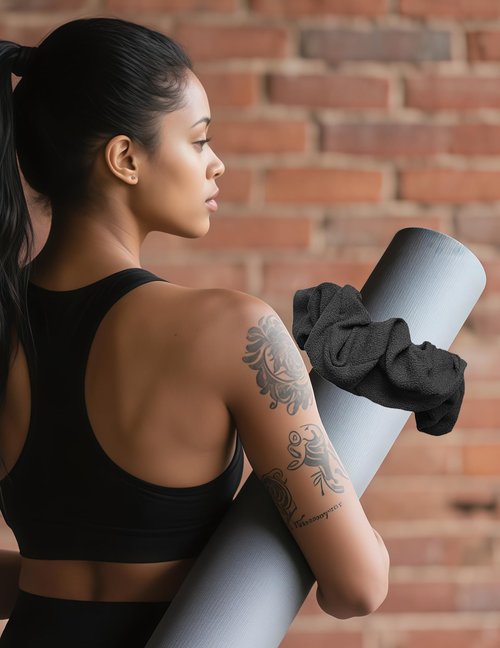 Yoga Mat Scrunchie - Holds Your Yoga Mat in Style - Adjustable & Stretching Fabric - Fits All Standard Yoga Mats Dark Gray