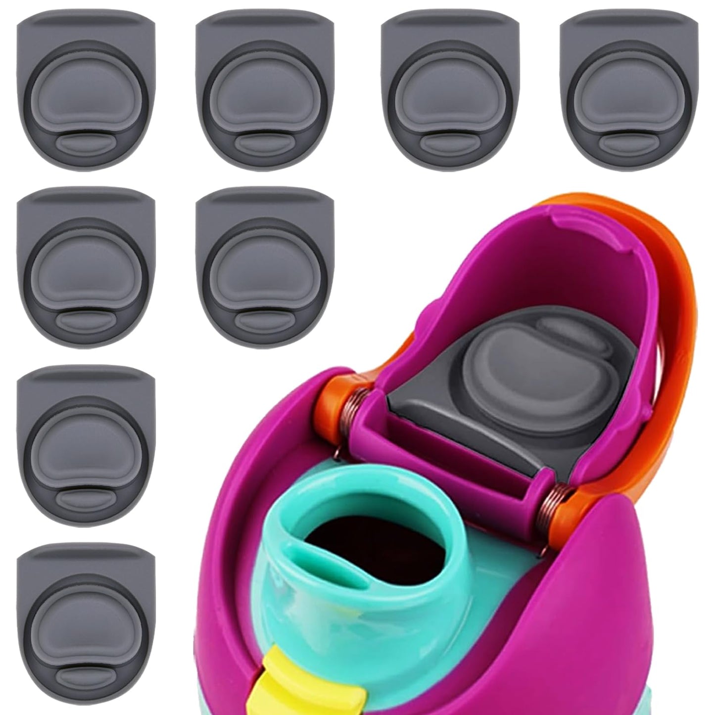 BMSQOFD 8 Pcs Replacement Rubber Seal Stopper Compatible with Owala FreeSip,Water Bottle Top Gasket Lid for Owala 16/19/24/32/40oz Bottle Mouth Cap Silicone Stoppers Parts Insert Accessories 8AB-U2