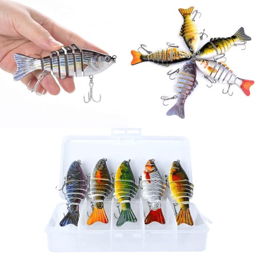 Bionic Swimming Bait, 10cm(3.9in) Fishing Lures, Bionic Fishing Lures That Swim by Itself (5pcs (ABCDE))