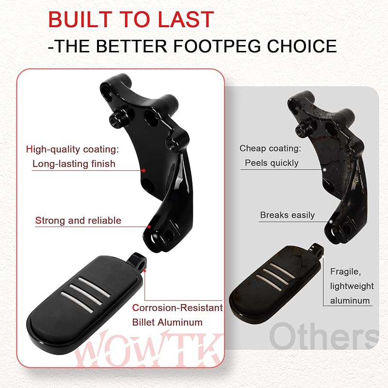 Passenger Foot Pegs for Sportster XL 2014-2022 Black Streamliner Style – WOWTK