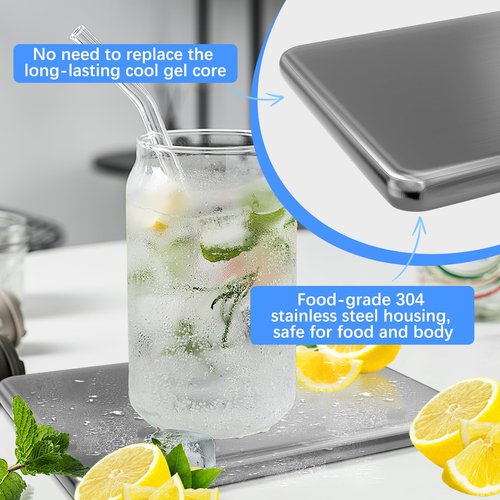 Surmol 2PCS Ice Packs for Lunch Boxes Reusable Stainless Steel Ice Packs, No Water Needed, for Coolers, Camping, and Picnic Baskets Metal Bento Box Ice Packs Keep Food and Drinks Fresh and Cool