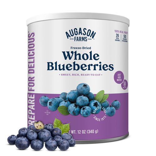 Augason Farms Freeze Dried Whole Blueberries Can – Dehydrated Fruit for Baking & Emergency Food Supply – Freeze & Dried Camping Food with Long Shelf Life for Everyday Meals – 26 Servings