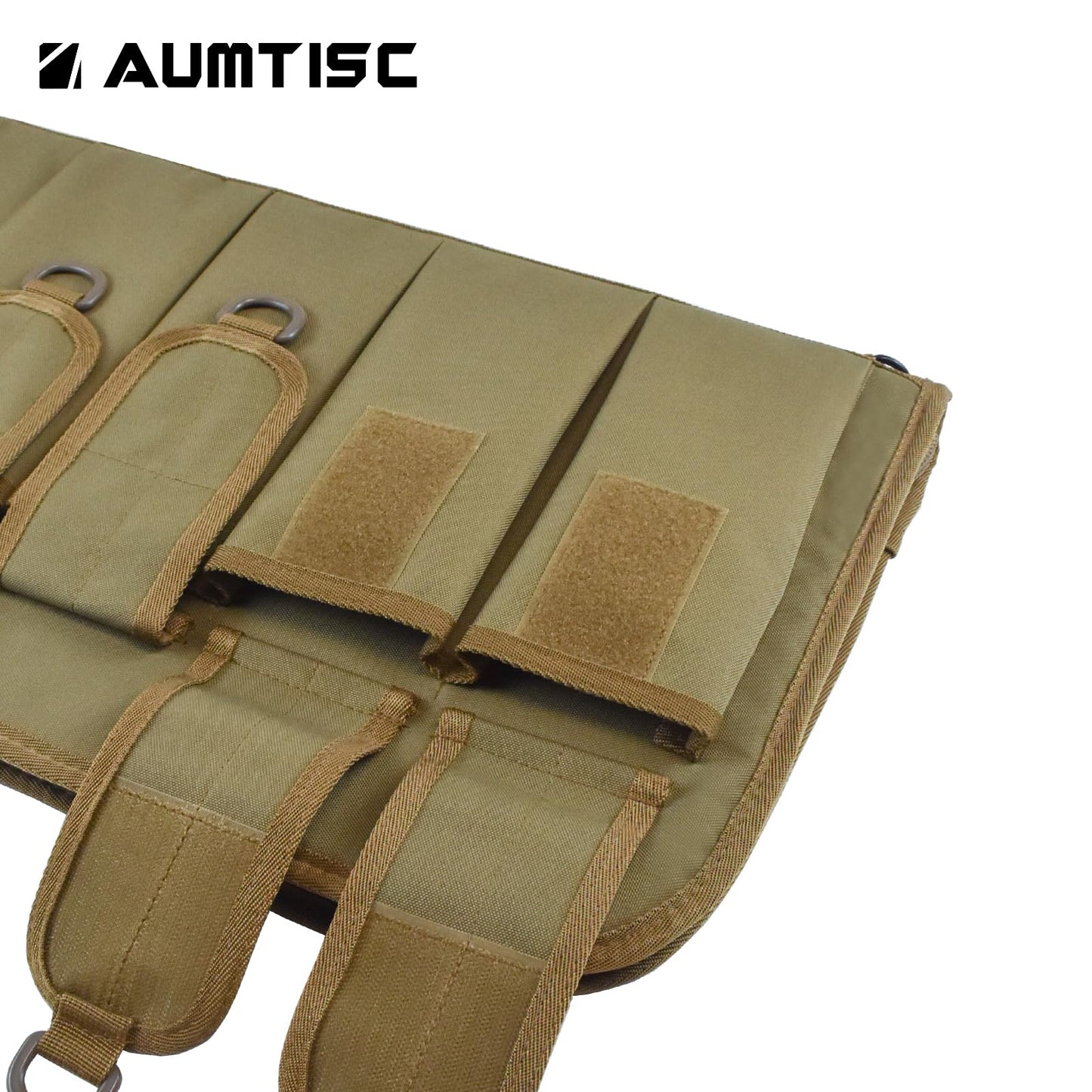 AUMTISC Soft Gun Rifle Case Padded, Ar15 Tactical Shotgun Bag, Carrying Range Gun Bags Cases for Scoped Rifles Hunting Shooting, Khaki 42