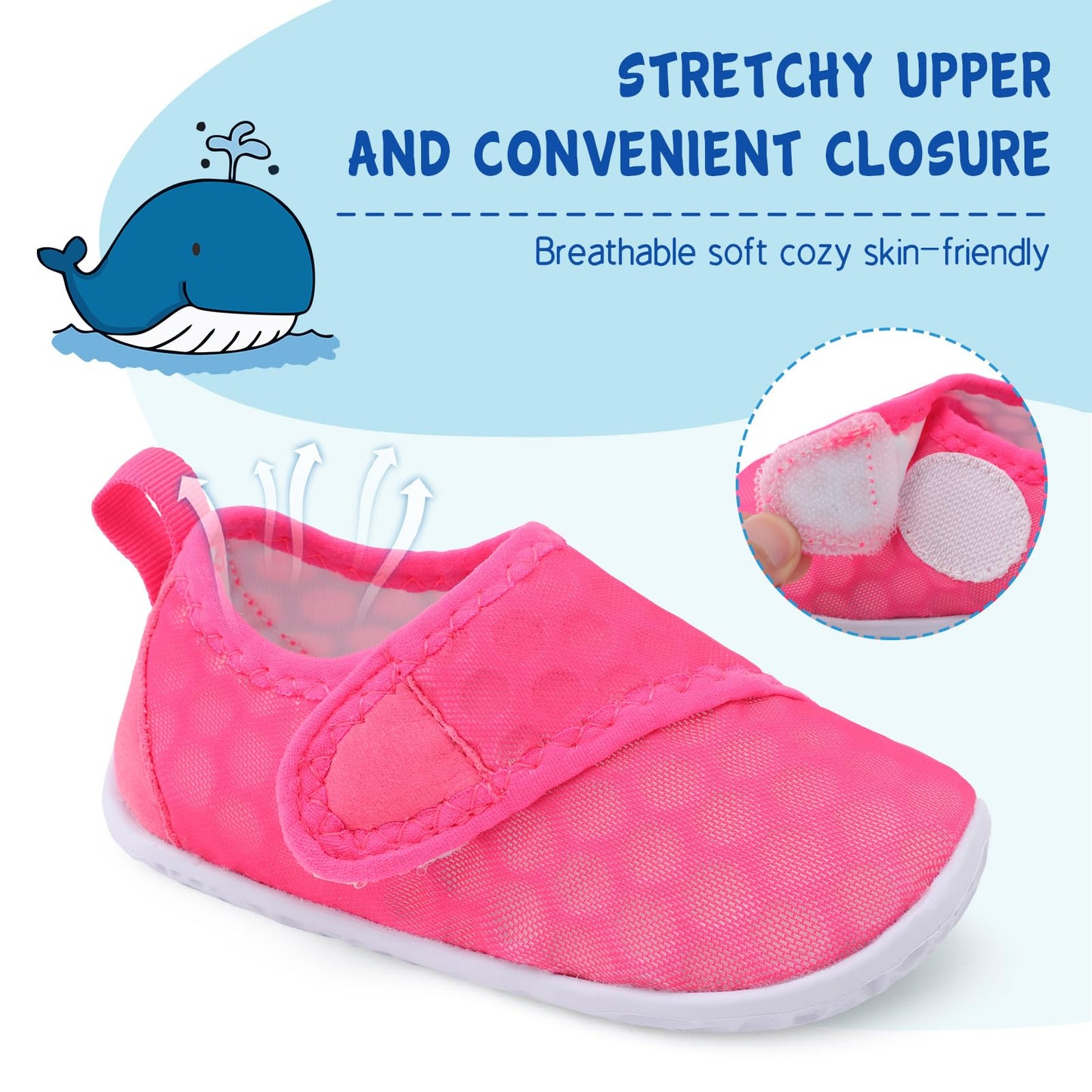 LeIsfIt Toddler Water Shoes Boys Girls Barefoot Aqua Socks Kids Breathable Quick-Dry Swim Shoes for Beach Pool Surf, Rose, 7 Toddler