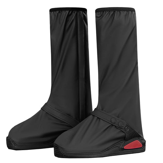 iCreek Waterproof Shoe Covers Reflective Rain Boot Foldable Non-Slip Protective Overshoes for Rainy Day, Hiking, Outdoor (Black, X-Large)