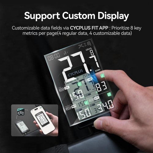 CYCPLUS Bike Computer GPS Wireless, ANT+ Cycling Computer GPS with Bluetooth, 2.8" LCD Screen,100+ Hours Battery Endurance Bike Speedometer with Auto Backlight IP67 Waterproof