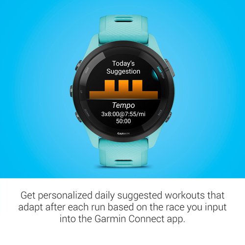 Garmin Forerunner 265 Running Smartwatch, Colorful AMOLED Display, Training Metrics and Recovery Insights, Aqua and Black, 46 mm (Renewed)