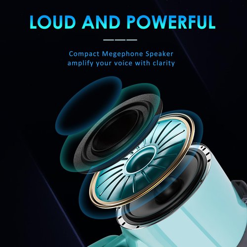 MyMealivos Portable Megaphone Bullhorn 20 Watt Power Megaphone Speaker Voice and Siren/Alarm Modes with Volume Control and Strap (Teal)…