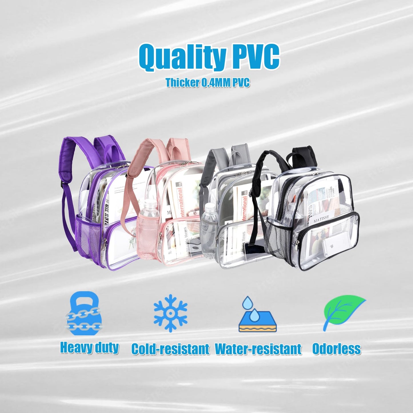 Crosstime Clear Backpack for Stadium Events 12x6x12, Stadium Approved Transparent Bag with Reinforced Straps for Sports, Games, Concerts, Festivals