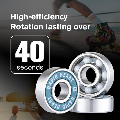 Rapid Heart 8 Pack 608 2RS Precision Ceramic Blue Bearings. 40+ Seconds Spin Test. for Skateboards, Longboards, Inline & Roller Skates. Premium Quality, Affordable Price,High-Performance Alternative.