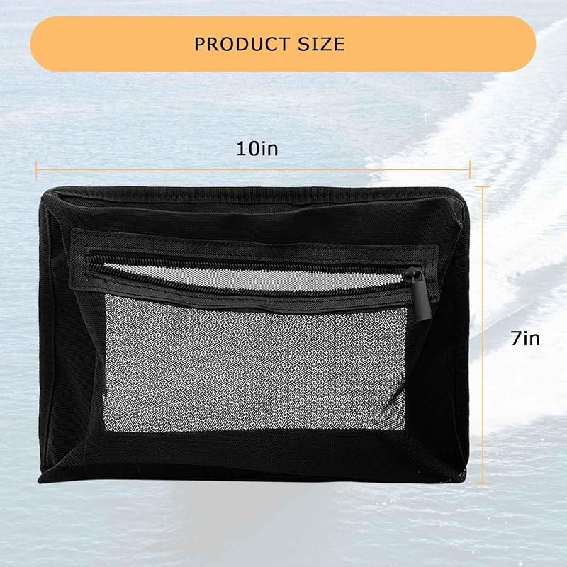 2PC Self-Adhesive Boat Organizer Mesh Bags with Zipper, 10 x 7 Inches - Chanvoo (Variation: 2PC)