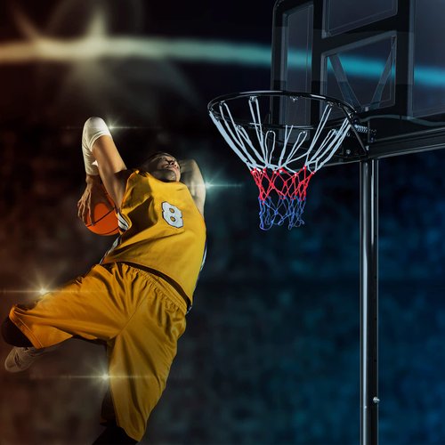 Dripex Solid Basketball Rim 18" Replacement Breakaway Wall Mounted Outdoor Heavy Duty Solid Steel 18 Inch Rim Double Spring with All Weather Net (Black)