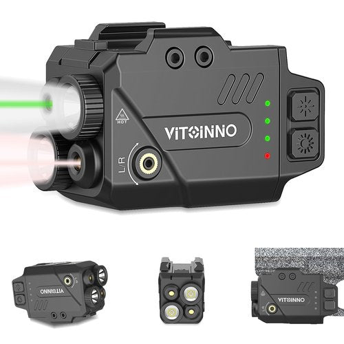 VITOINNO Pistol Light/Green Laser/Infrared (IR) Laser/Infrared (IR) Light 4 in 1 Combo, 350 Lumens Gun Light with Strobe and Level Indicator, Compatible with Picatinny, Magnetic Rechargeable.