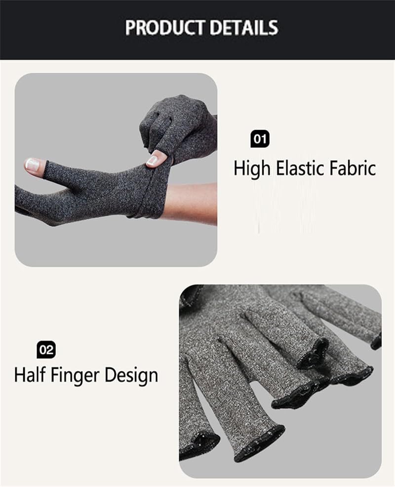 Premium Bamboo Fingerless Compression Gloves for Hand Pain & Arthritis – Grey, Medium