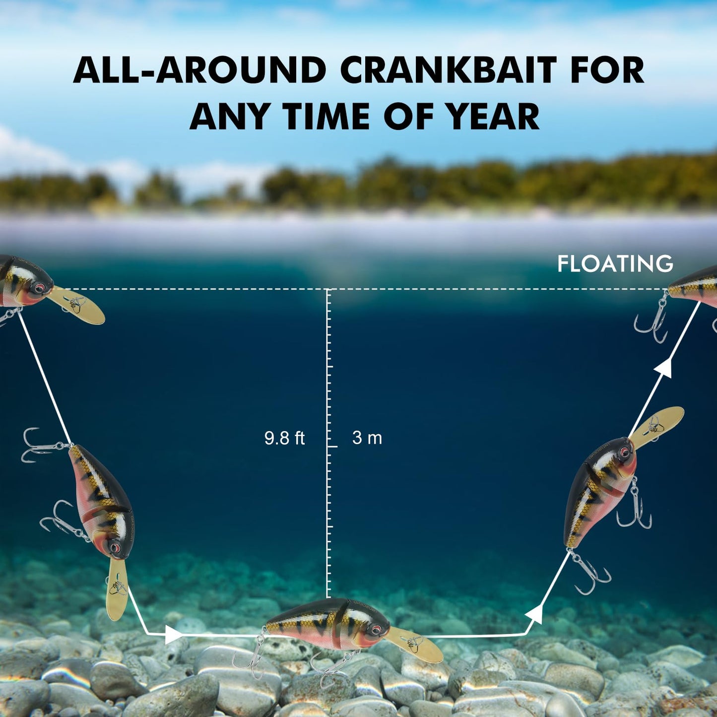 TRUSCEND Easy Catch SwimMax with BKK Hooks, Magic Noisy Wiggling and Vibrating Actions for More Bites, Lifelike Fishing Lures for Bass Trout Walleye Crappie, Strongest Dyneema Fiber Jointed Swimbaits