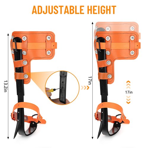 Xeoca Tree Climbing Spikes Set Tree Climbing Gear 1 Pair Alloy Steel Climbing Spurs 350lbs Load Capacity Arborist Equipment for Climbers, Fruit Picking and Lumberjack