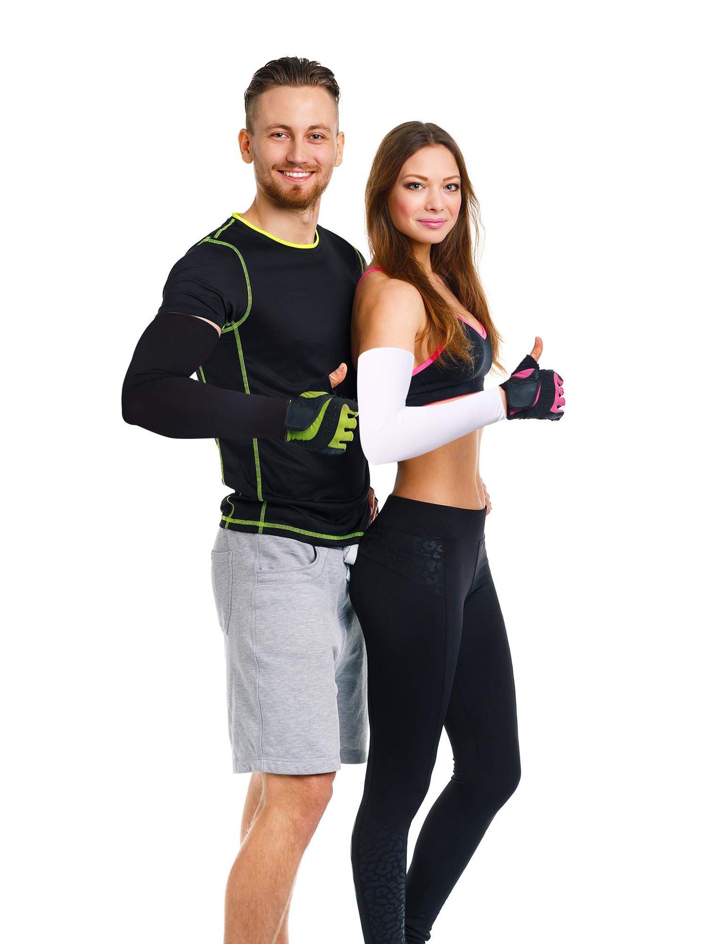 Mudder 8 Pairs UV Sun Protection Cooling Arm Sleeves for Men Women Youth Silk Compression Arm Cover Breathable Outdoors Sport