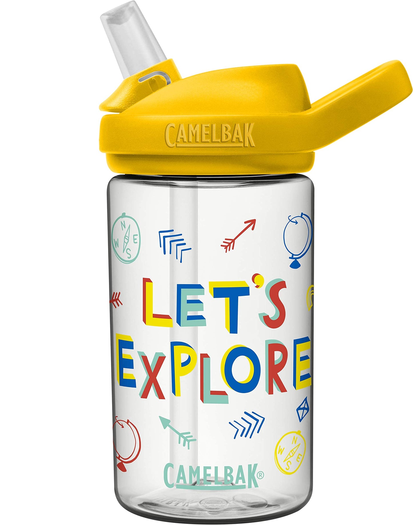 CamelBak Eddy+ Kids Bite Valve Straw Tritan Renew Water Bottle Let's Explore, 14oz