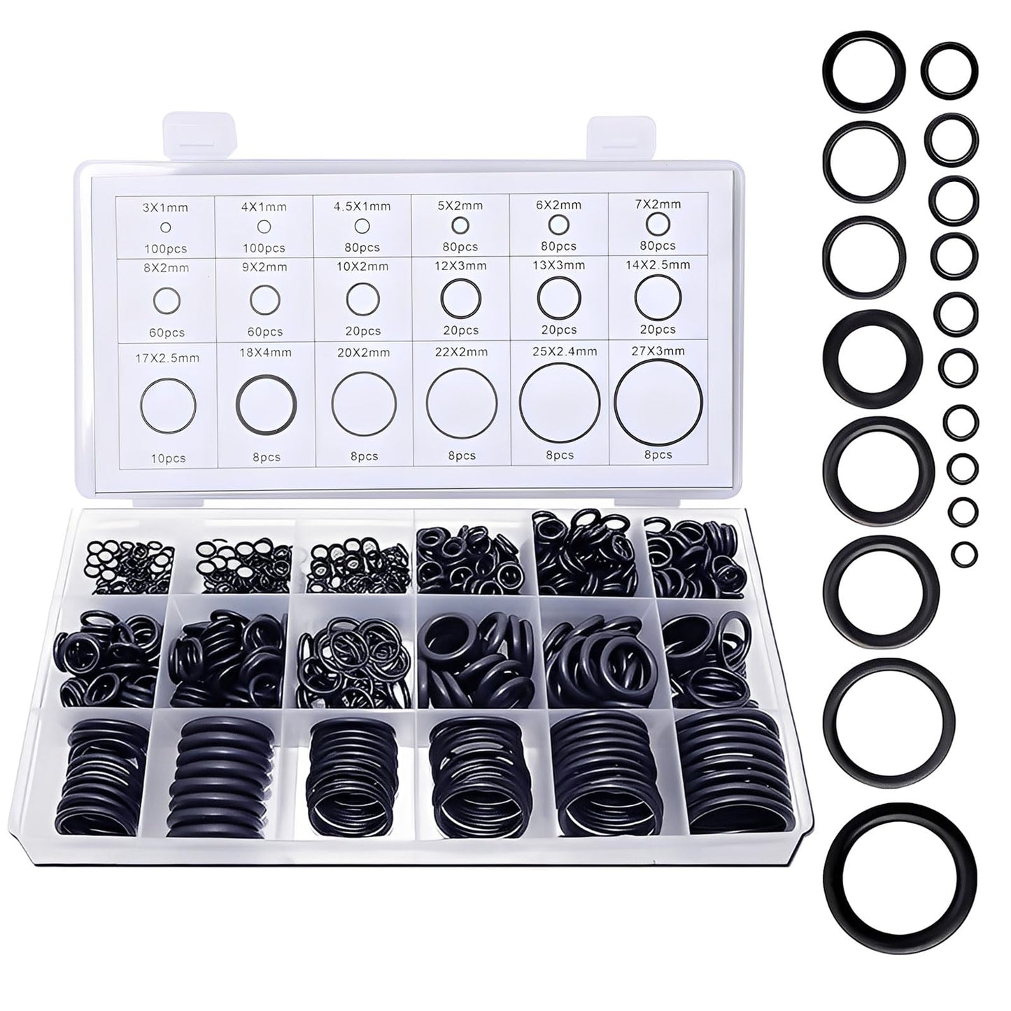 GOFIRA 770Pcs O-Ring Assortment Kit, 18 Sizes Nitrile Rubber, for Automotive Plumbing Air Water Fitting Repair