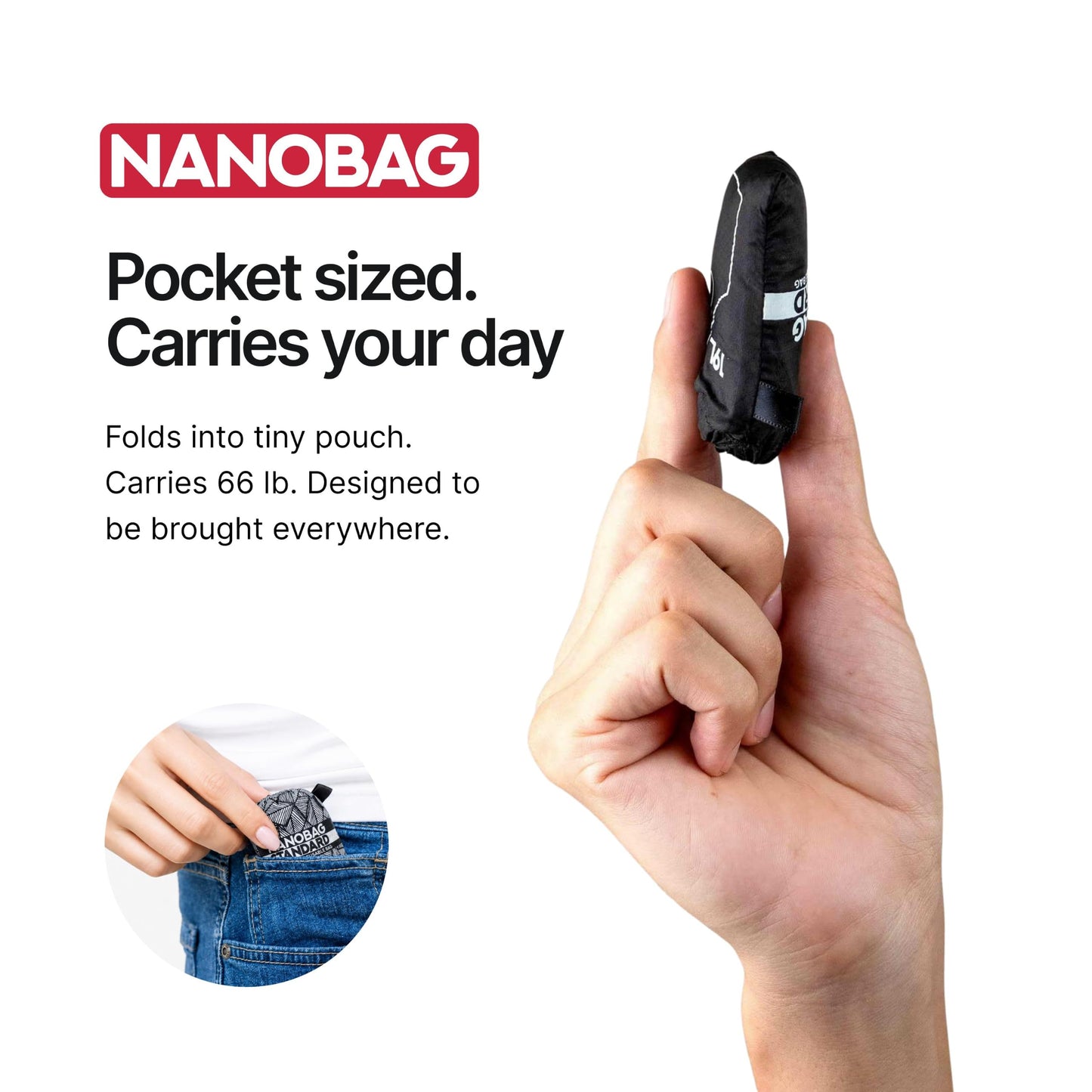 Nanobag Standard Tote 19L Foldable Packable Reusable Grocery Shopping Bag