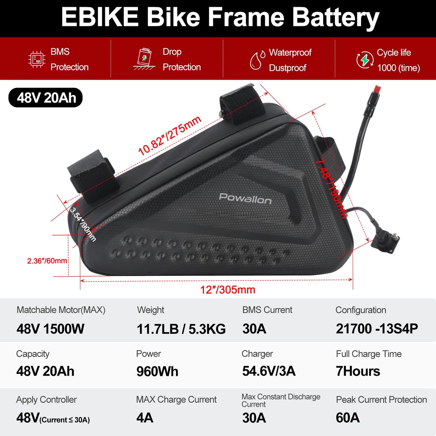 26 Inch Rear Wheel Ebike Conversion Kit – 48V 1000W Motor, 80 N.m Torque, 28 MPH, O.L.D 140 mm
