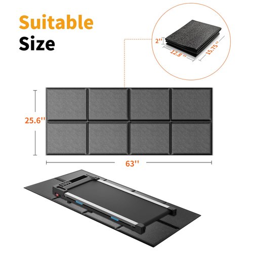 Treadmill Mat for Carpet Hardwood Floor Protection, Foldable, Under Desk Treadmill Mat, Compatible with Walking Pad Treadmill, Exercise Bike Mat for Home Gym Workout, Waterproof & Anti-Slip, 6mm Thick