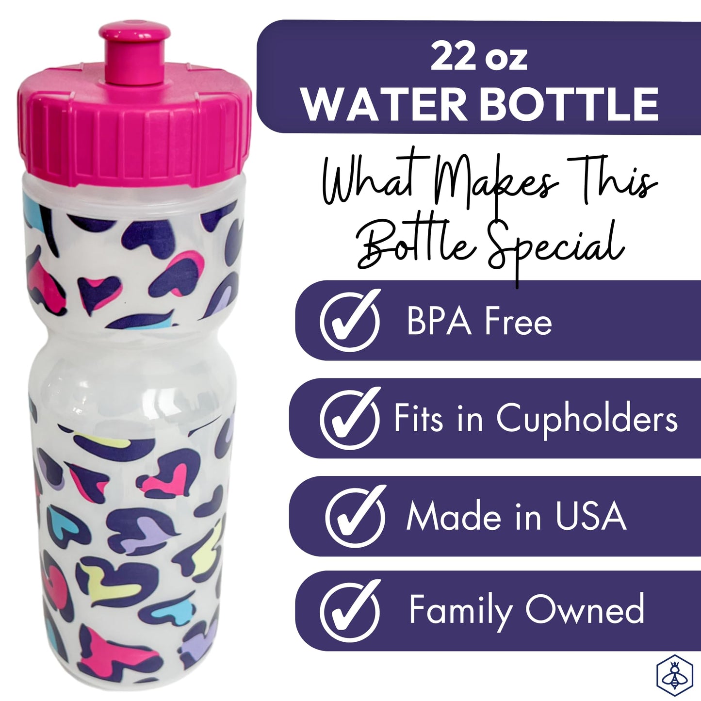 50 Strong | Kids BPA-Free Sports Water Bottle, 22 oz, Strawberries