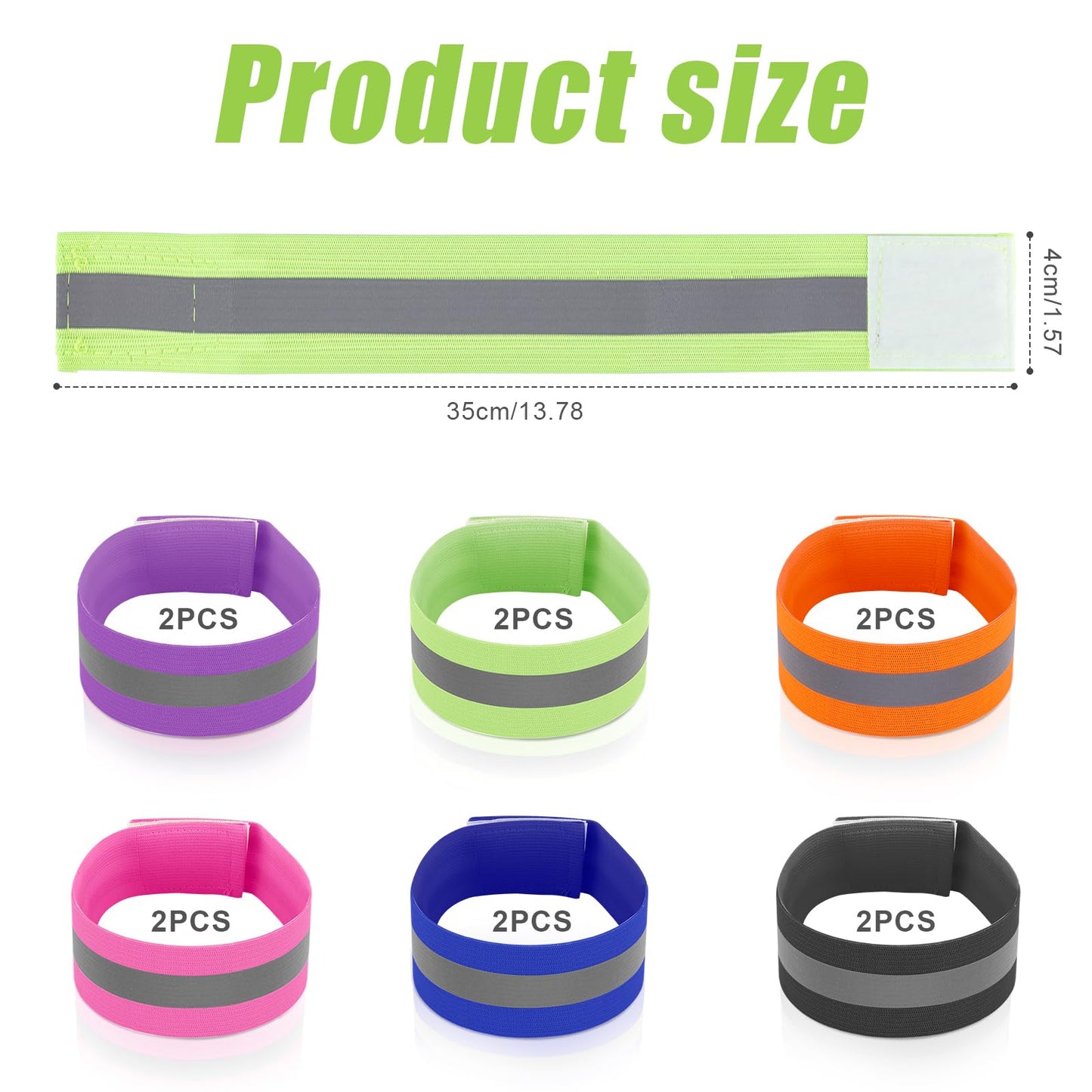 PEUTIER 12pcs Reflective Bands, Elastic Reflective Bracelet Reflective Walking Gear Reflective Wristbands for Arm Ankle Wrist Leg Outdoor Enthusiasts Gift (Single Line Style)