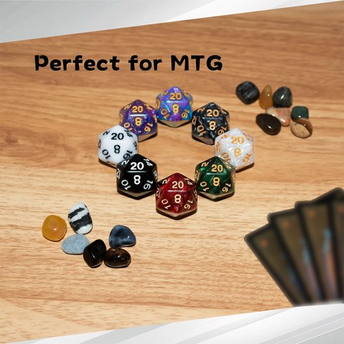 56 Pieces MTG Counter Dice Set in 8 Colors, 48 Pieces Magic The Gathering Life Counters Tokens Dice Set and 8 Pieces D20 for MTG, TCG, Cards Gaming Accessories
