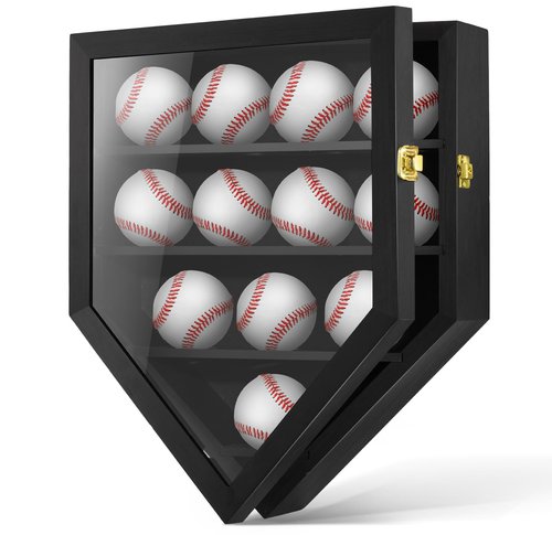 Baseball Display Case UV Protection Clear Acrylic Base Ball Box with Solid Wood Base, Baseball Stand for Autographed Ball Ideal Gift