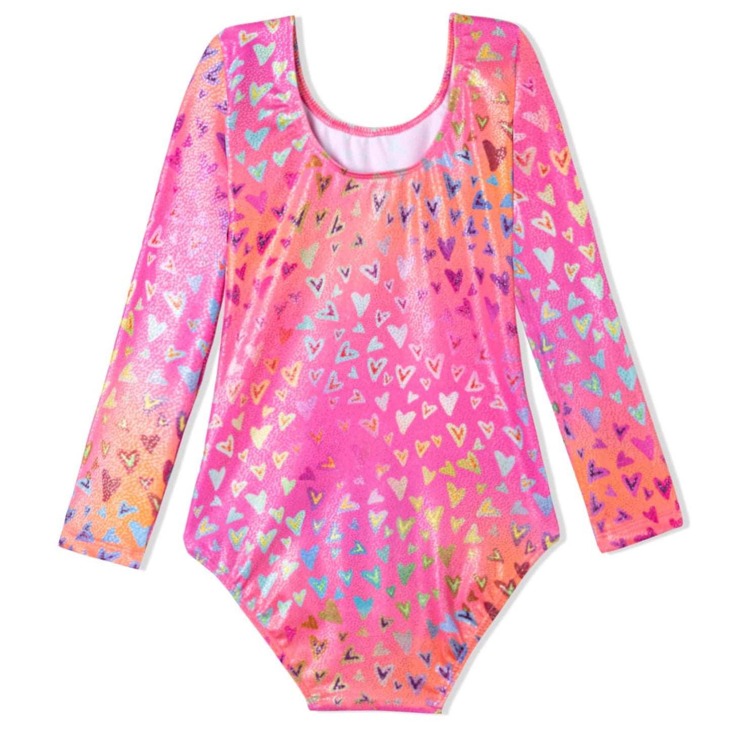 Domusgo Girls Gymnastics Leotards Size 3t 4t Sparkle Hotpink Neon Love Heart One Piece Long Sleeve Outfits