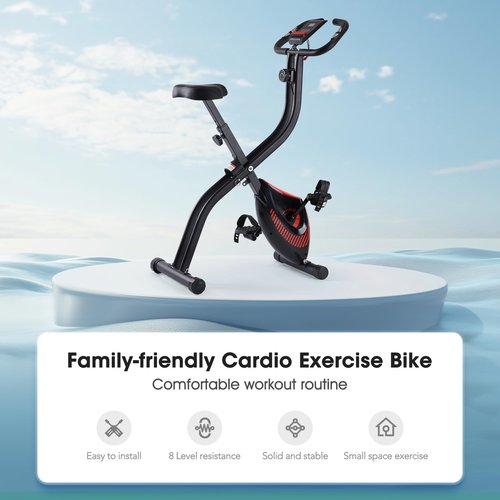 Exercise Bike 3 IN 1 Stationary Bike Folding Exercise Bike with 8-Level Adjustable Resistance Comfortable Seat Cushion LCD Monitor 265 lbs Weight Capacity for Home Gym Workout