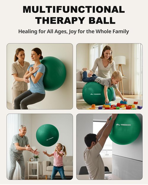 Trideer Exercise Ball for Physical Therapy & Workout - Swiss Ball for Core Strength, Flexibility & Balance