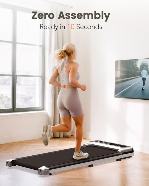 Yagud Walking Pad, Under Desk Treadmill for Home and Office, 2.5 HP Portable Walking Jogging Running Machine with Remote Control and LED Display