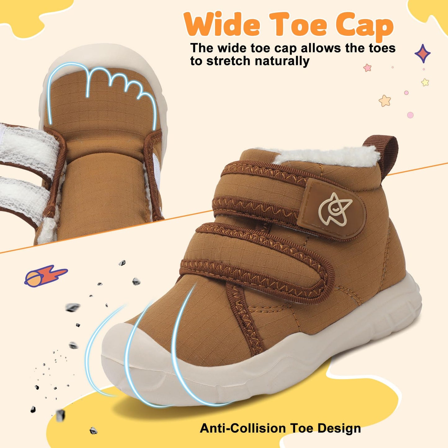 LeIsfIt Toddler Boots Girls Boys Warm Winter Boots Cozy Plush Lining Winter Shoes Indoor Outdoor Faux Fur Booties, Brown, Size 7