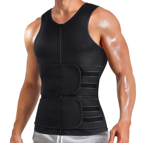Sauna Vest Men Slimming Girdles Men Neoprene Compression Slimming Vest Sweating With Zipper For Sports Fitness(Large)