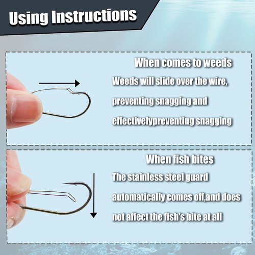 9KM DWLIFE Weedless Wacky Rig Hooks 30PCS Bass Hooks High Carbon Steel with Wire Guard for Neko Rig 2/0#