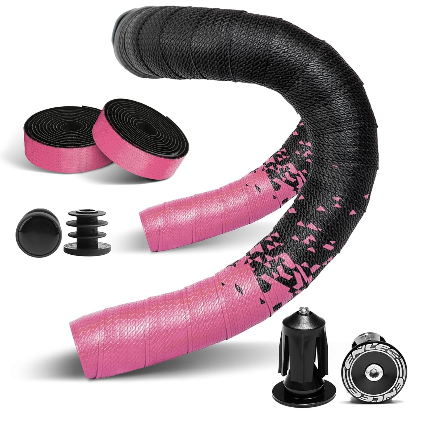 2pcs Bicycle Bar Tape, Bike Handlebar Tape, Road Bicycle Handlebar Tape, Cycling Grip Tape, with 4pcs Handlebar End Plugs, Soft Comfortable, Wear Resistant, Black